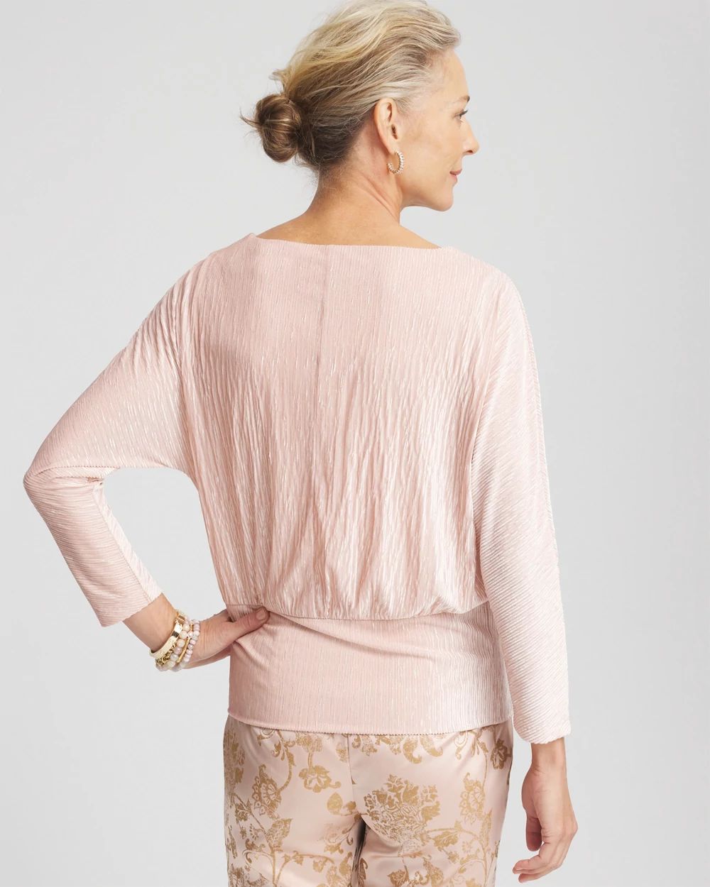 大特価 意味 Crinkle Velvet Banded Hem Top | Chico's Tops